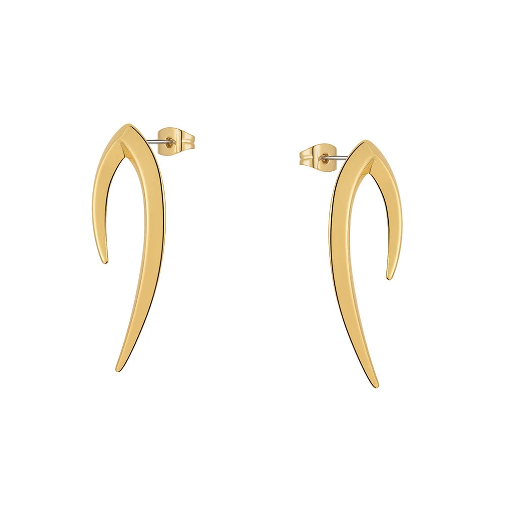 Brinco Aura Design Orgânico Curvo Banhado em Ouro 18K