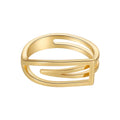 Anel Lívia Design Geométrico Vazado Banhado em Ouro 18K