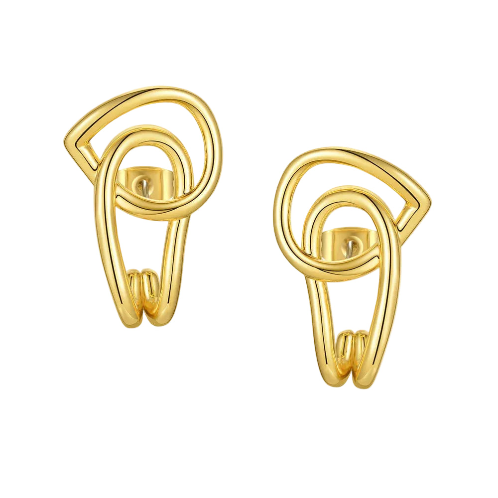 Brinco Íris Nó Abstrato Orgânico Banhado em Ouro 18K