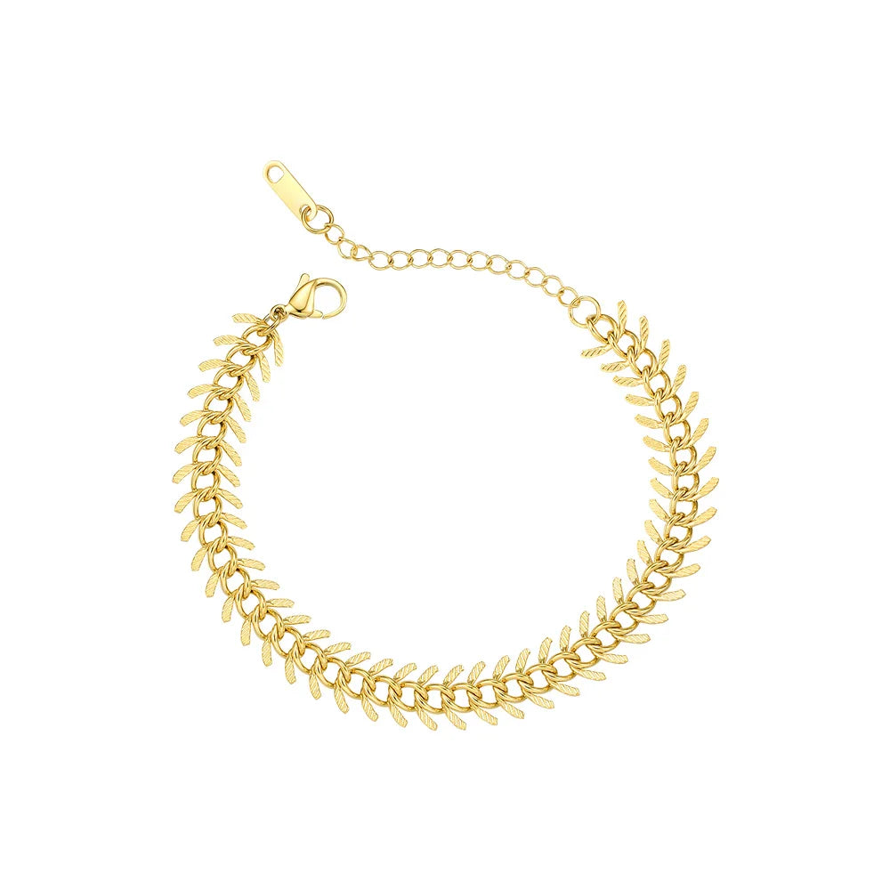 Pulseira Manuela Malha Elos Planos Batidos Banhado a Ouro 18k Antialérgico